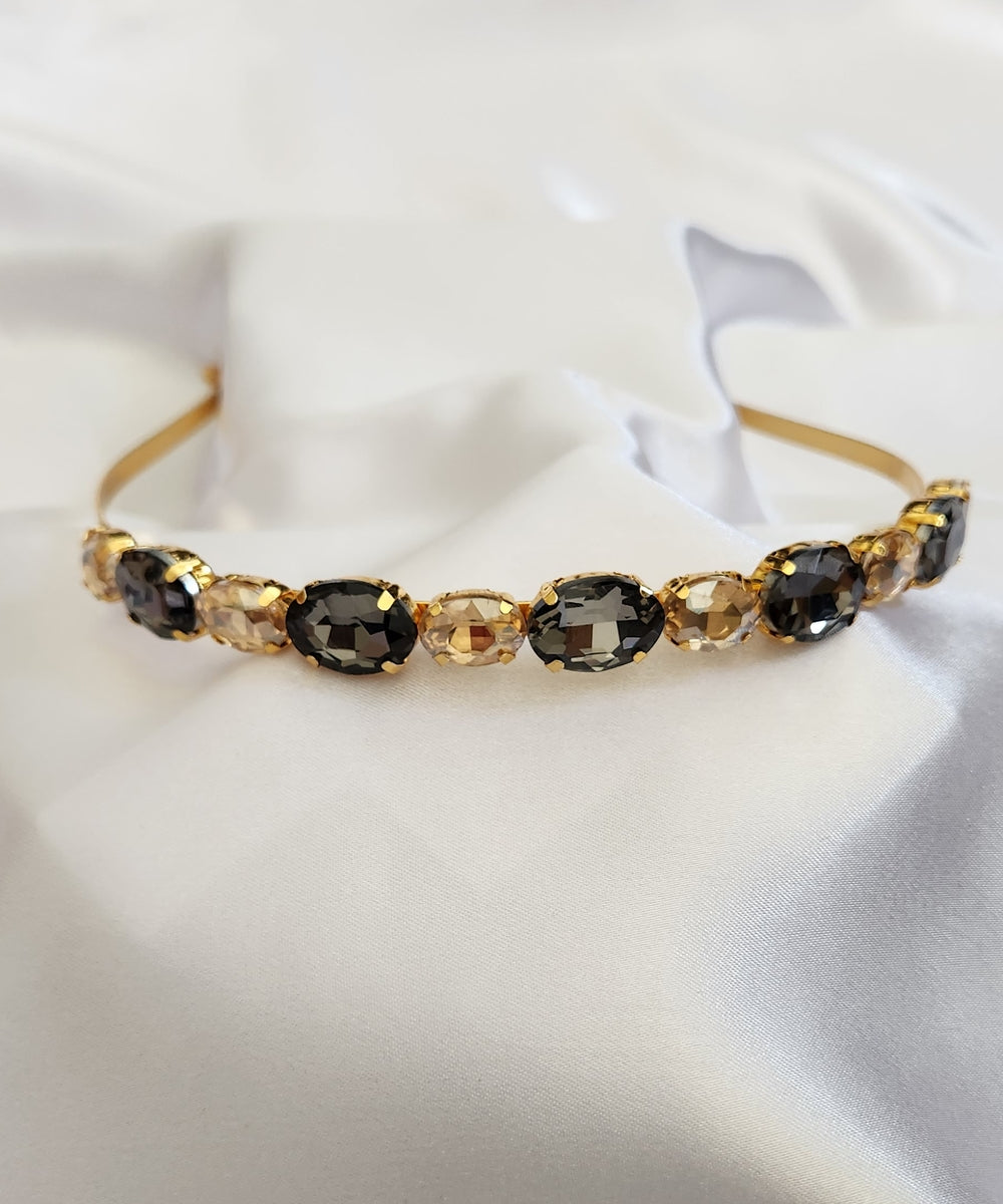 Gold & Black Oval Rhinestone Hairband