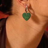 Diamond Heart Hoops (Green)