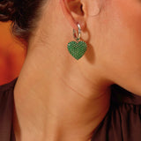 Diamond Heart Hoops (Green)