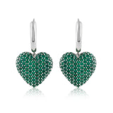 Diamond Heart Hoops (Green)