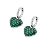 Diamond Heart Hoops (Green)