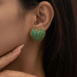 Diamond Green Heart Studs