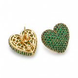 Diamond Green Heart Studs