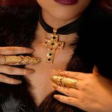 MALIAKA ARORA - Mob Wife Studded Cross Choker