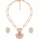 Maya Pink Polki layered necklace set