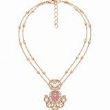 Maya Pink Polki layered necklace set