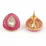 Noor Petal Polki Studs – Ruby Pink