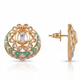 Noor Mint Green and Pink Crescent Studs