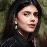 Sanjana Sanghi wearing MNSH Diamond Heart Hoops