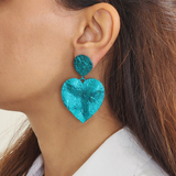 Crushed Heart Blue Earrings