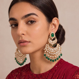 Emerald Green Polki Chandbali
