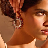 Royal Crescent Ruby Diamond Earring