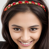 Red & Gold Rhinestone Hairband