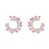 Royal crescent Ruby diamond earring