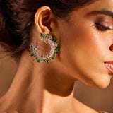 Royal Crescent Emerald Diamond Earring