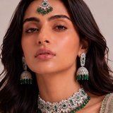 Rani Emerald Jhumka Choker Set