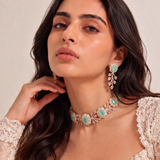 Bageecha Diamond Pink and Mint Green Choker Set