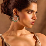 Royal Crescent Emerald Diamond Earring