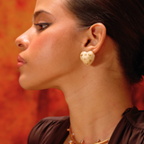 Amour Enamel Heart Studs (White)