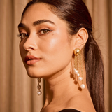 Pearl Rosette Danglers