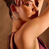 Royal crescent diamond earring