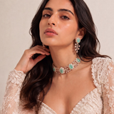 Bageecha Diamond Pink and Mint Green Choker Set