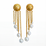 Pearl Rosette Danglers
