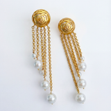 Pearl Rosette Danglers