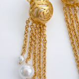 Pearl Rosette Danglers