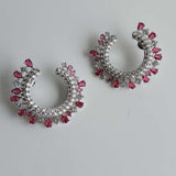 Royal crescent Ruby diamond earring