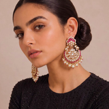 Royal Ruby Pearl Chandbali