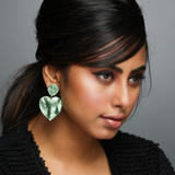Crushed Heart Green Earrings