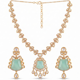 Noor Mint Green Polki Pendant Set