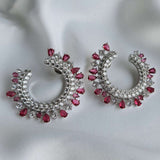 Royal crescent Ruby diamond earring