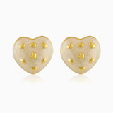 Amour Enamel Heart Studs (White)