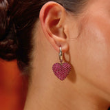 Diamond Heart Hoops (Pink)