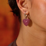 Diamond Heart Hoops (Pink)