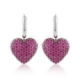 Diamond Heart Hoops (Pink)