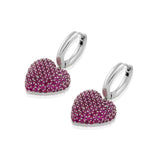 Diamond Heart Hoops (Pink)