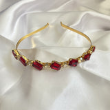 Red & Gold Rhinestone Hairband