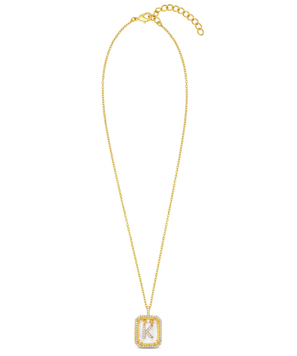 Diamond Pave Letter Necklace – Baby Gold