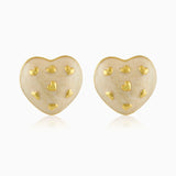 Amour Enamel Heart Studs (White)