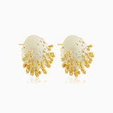 Vine Round Studs (White)