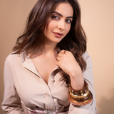 Rakulpreet wearing Mnsh- Gemstone/Wooden Disc /Jupiter/ Gold Ball Bangle