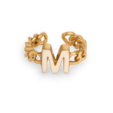 Signature Initial White Enamel Ring