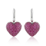Diamond Heart Hoops (Pink)