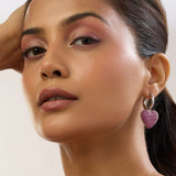 Diamond Heart Hoops (Pink)