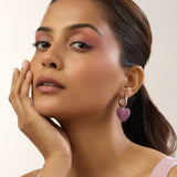 Diamond Heart Hoops (Pink)
