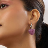 Diamond Heart Hoops (Pink)