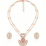 Maya Pink Polki layered necklace set